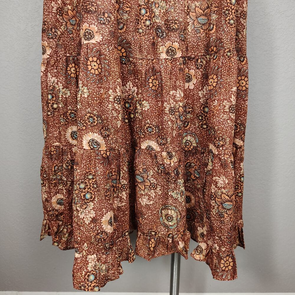 Ulla Johnson Midi Skirt Verity Tiered Floral Print Cotton Rosebud Peasant Size 2 - Picture 13 of 13